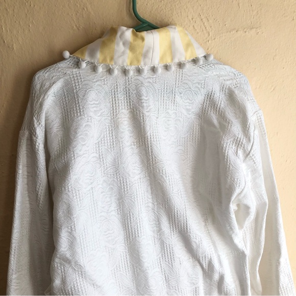 100% White Cotton Wrap Robe Tassel Collar Vintage Blueberry Lane Cottagecore - Picture 10 of 11